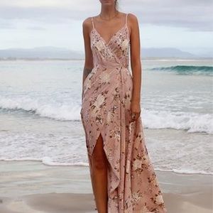 Auguste wrap maxi dress - Vintage Blooms print, musk, S (AU 8)